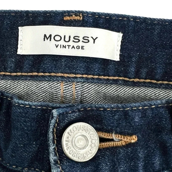 MOUSSY VINTAGE Ankle Boyfriend Distressed Jeans Dark Wash Denim Premium Size 27 - Picture 5 of 9